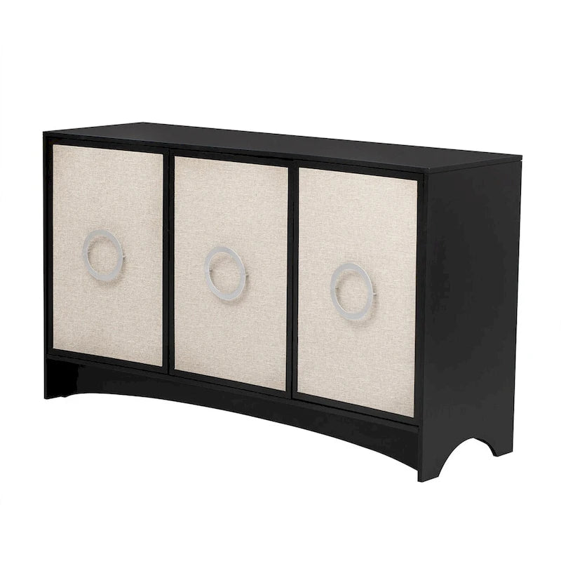 Curved Design Storage Cabinet with Adjustable shelves for Living rooms