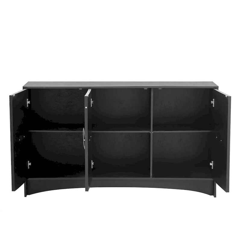 Curved Design Storage Cabinet with Adjustable shelves for Living rooms