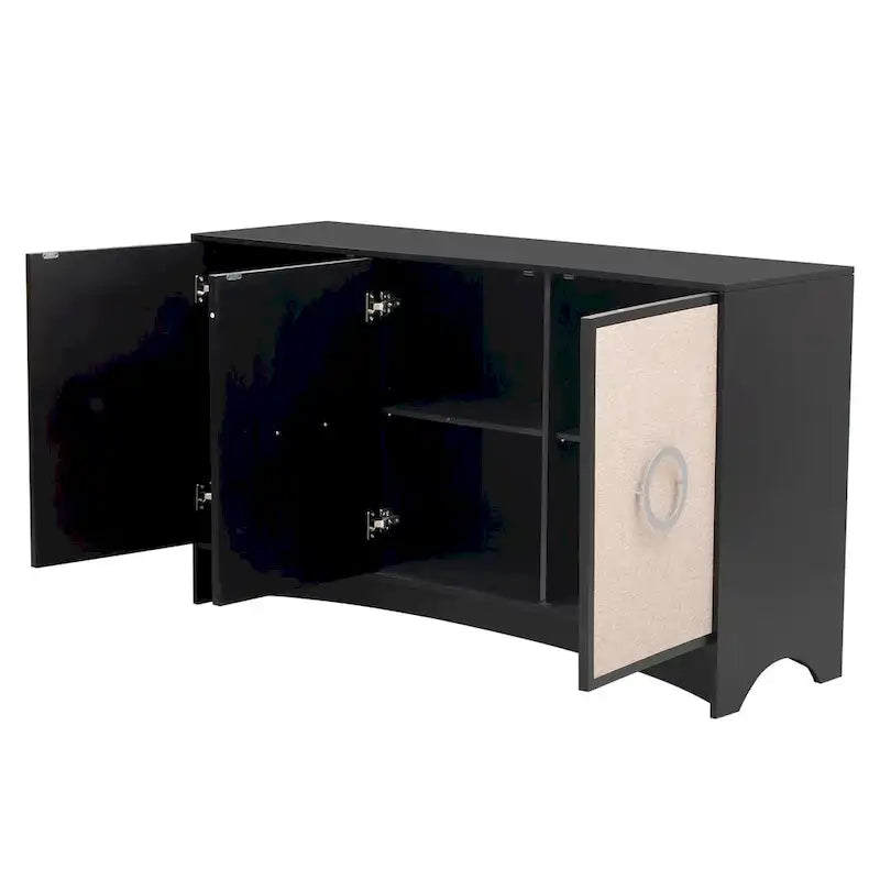 Curved Design Storage Cabinet with Adjustable shelves for Living rooms
