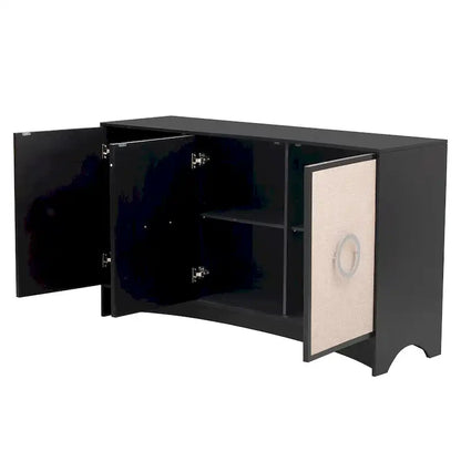 Curved Design Storage Cabinet with Adjustable shelves for Living rooms