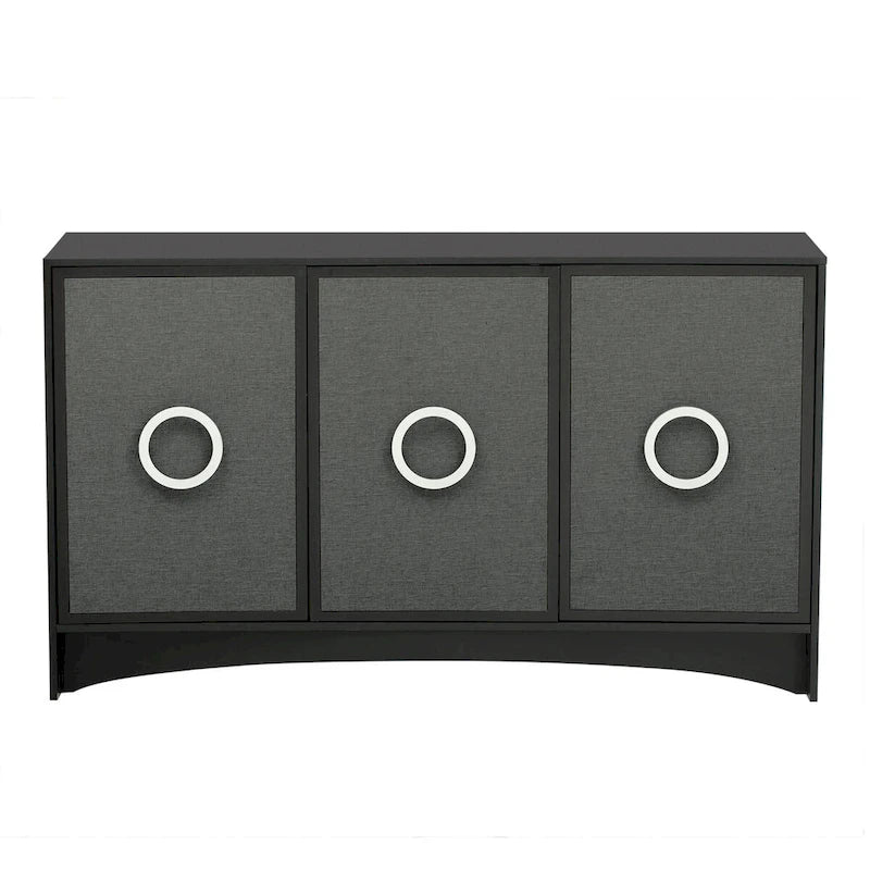 Curved Design Storage Cabinet with Adjustable shelves for Living rooms