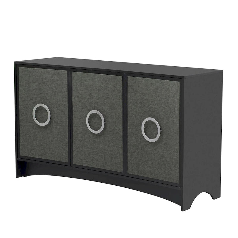 Curved Design Storage Cabinet with Adjustable shelves for Living rooms