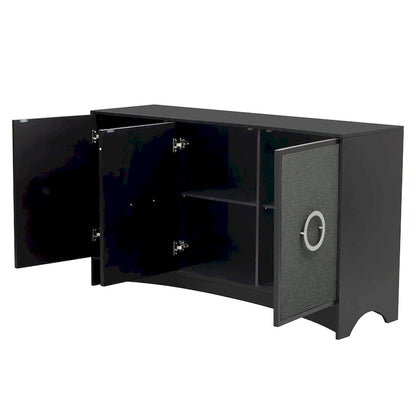 Curved Design Storage Cabinet with Adjustable shelves for Living rooms