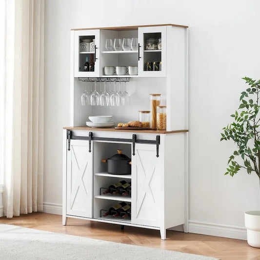 42.5-inch Farmhouse Wine Cabinet with Sliding Barn Door - 15.7D x 42.5W x 69.6H