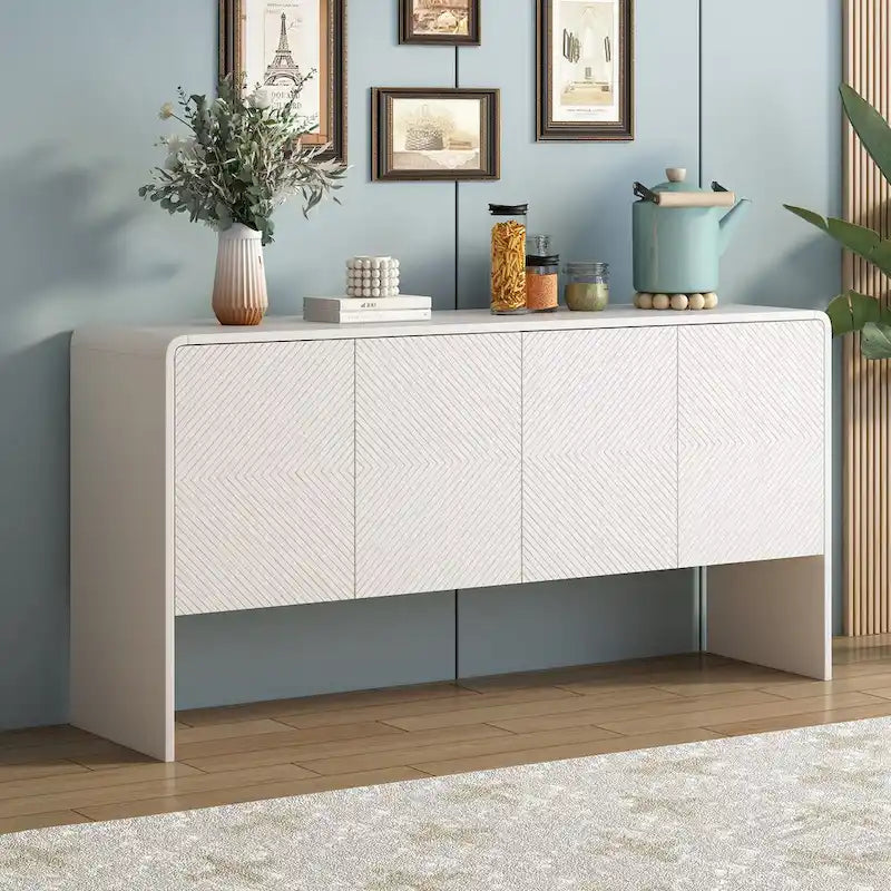 Minimalist Style 60 Inch Large Sideboard with 4 Doors