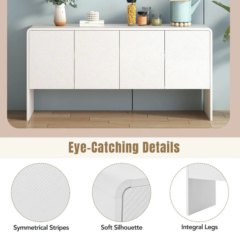 Minimalist Style 60 Inch Large Sideboard with 4 Doors