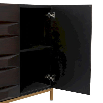 Wooden Geometric 1 Shelf and 2 or 4 Doors Cabinet - Brown - Roche River Decor