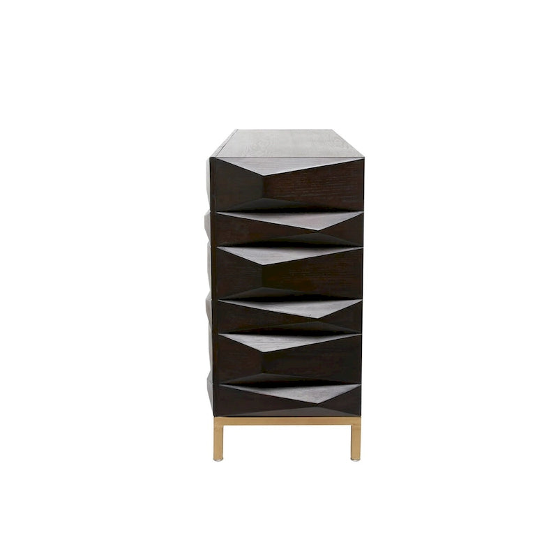 Wooden Geometric 1 Shelf and 2 or 4 Doors Cabinet - Brown - Roche River Decor