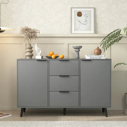 Sideboard Buffet Cabinet with Storage,Wood Coffee Bar Cabinet,47.2 Cabinet with 3 Drawers & 2 Doors,Buffet Cabinet Cupboard
