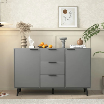 Sideboard Buffet Cabinet with Storage,Wood Coffee Bar Cabinet,47.2 Cabinet with 3 Drawers & 2 Doors,Buffet Cabinet Cupboard