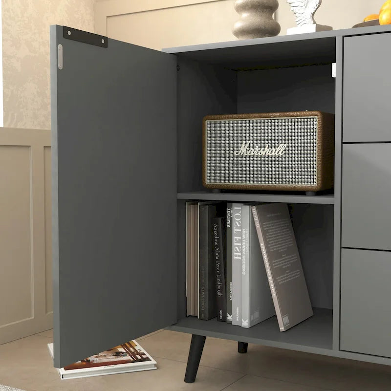 Sideboard Buffet Cabinet with Storage,Wood Coffee Bar Cabinet,47.2 Cabinet with 3 Drawers & 2 Doors,Buffet Cabinet Cupboard