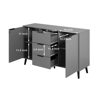 Sideboard Buffet Cabinet with Storage,Wood Coffee Bar Cabinet,47.2 Cabinet with 3 Drawers & 2 Doors,Buffet Cabinet Cupboard