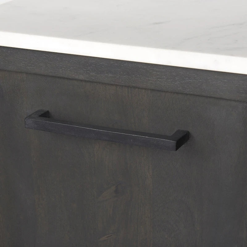 Solid Wood Divina Dark Brown Wood w/ White Marble and Black Metal Base Sideboard - 71.0L x 18.5W x 32.0H Cabinet - image 7