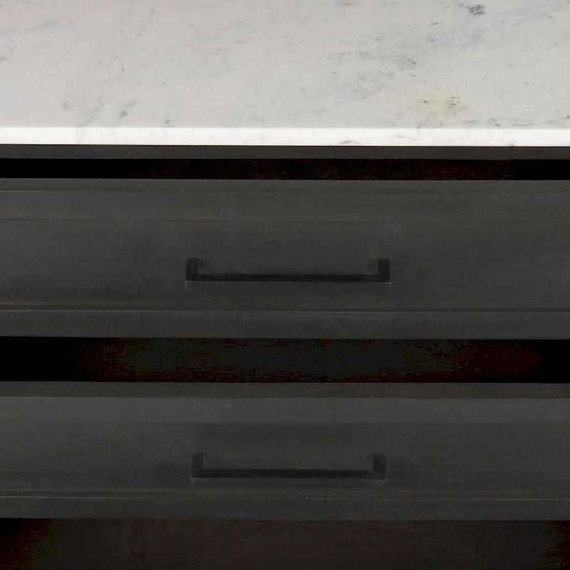 Solid Wood Divina Dark Brown Wood w/ White Marble and Black Metal Base Sideboard - 71.0L x 18.5W x 32.0H Cabinet - image 8