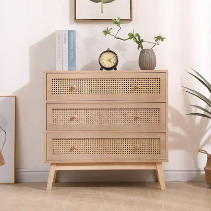 31.5 3-Drawers Rattan Storage Cabinet Rattan Drawer,for Bedroom,Living Room
