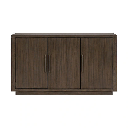 Olia 60 Inch Sideboard Buffet Server, 3 Cabinets, Adjustable Shelves, Brown