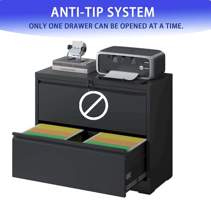 2-Drawer Metal Filing Cabinet with Lock for Home Office