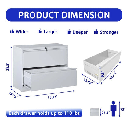 2-Drawer Metal Filing Cabinet with Lock for Home Office
