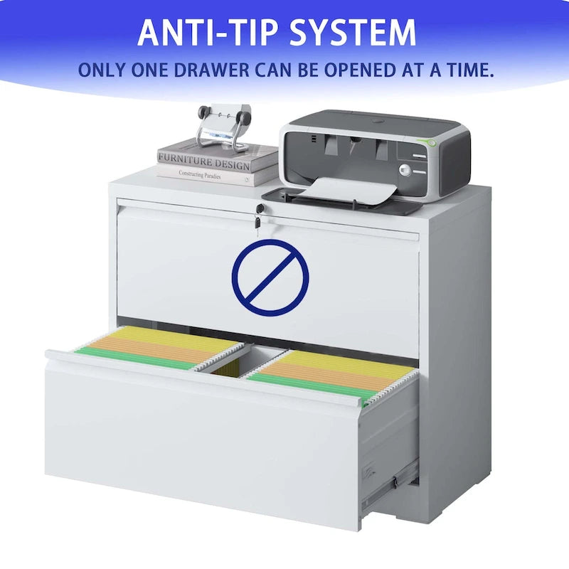 2-Drawer Metal Filing Cabinet with Lock for Home Office