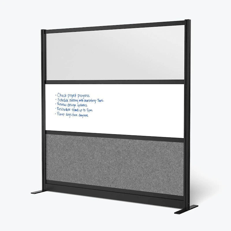 Modular Wall Room Divider System - Black Frame - 70 x 70 Starter Wall - Wide Paneling