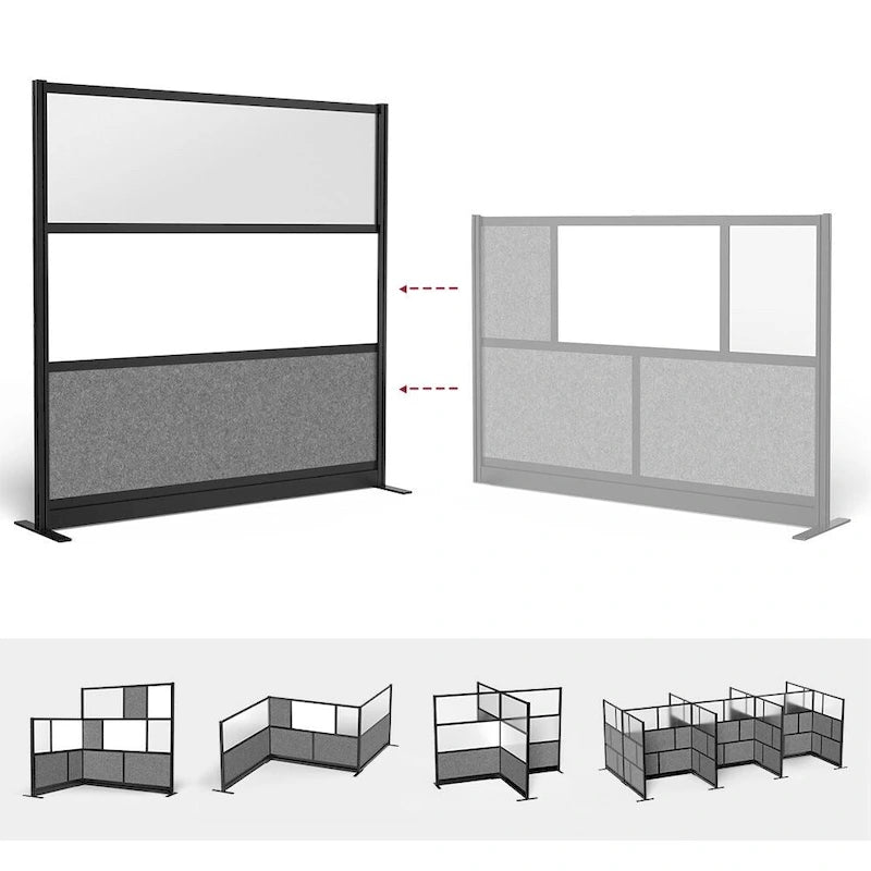 Modular Wall Room Divider System - Black Frame - 70 x 70 Starter Wall - Wide Paneling