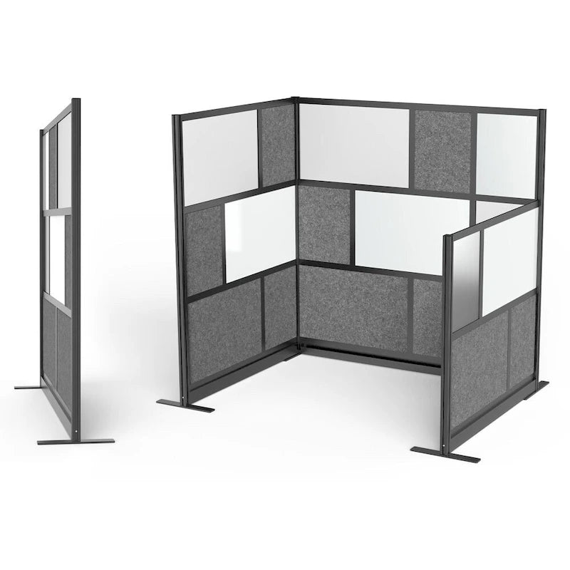 Modular Wall Room Divider System - Black Frame - 70 x 70 Starter Wall - Wide Paneling