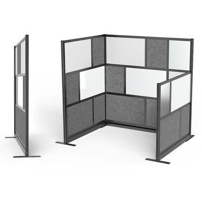 Modular Wall Room Divider System - Black Frame - 70 x 70 Starter Wall - Wide Paneling