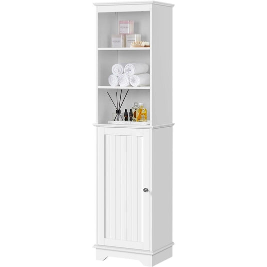 Yaheetech Wooden Bathroom Floor Cabinet with Single Door and Shelves