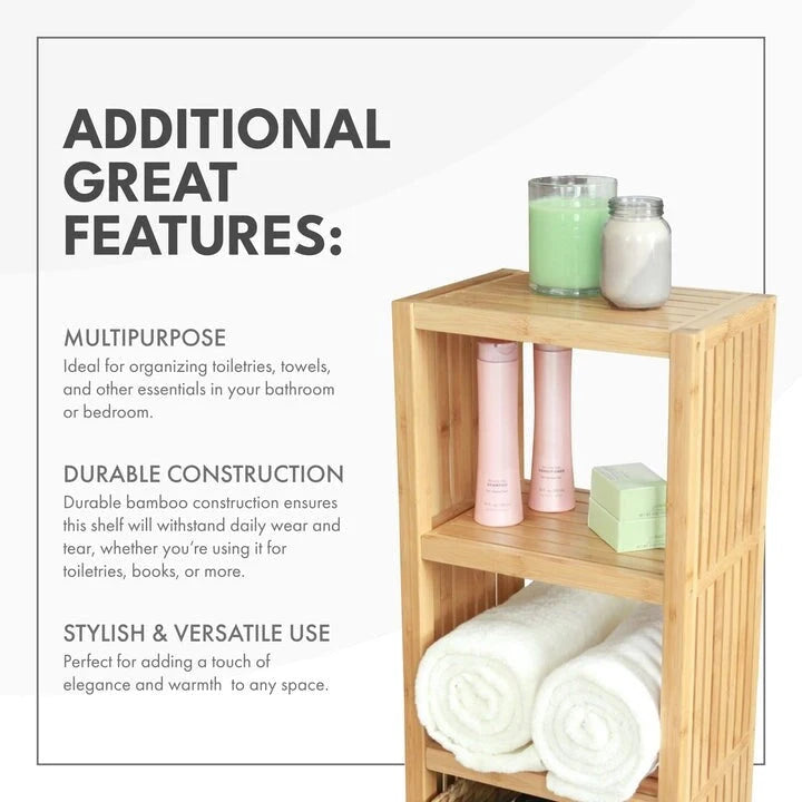 ToiletTree Products Deluxe Bamboo Freestanding 4-Tier Bathroom Organizing Shelf, Bathroom Organizer with Storage Shelves