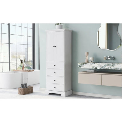 Bathroom Storage Cabinet with 2 Doors and 4 Drawers