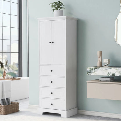 Bathroom Storage Cabinet with 2 Doors and 4 Drawers