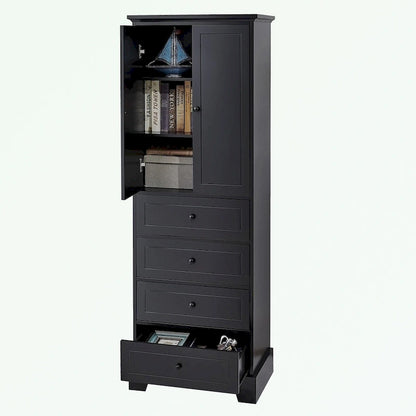 Bathroom Storage Cabinet with 2 Doors and 4 Drawers