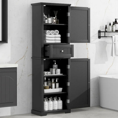 Freestanding Storage Cabinet with Drawer and Adjustable Shelf