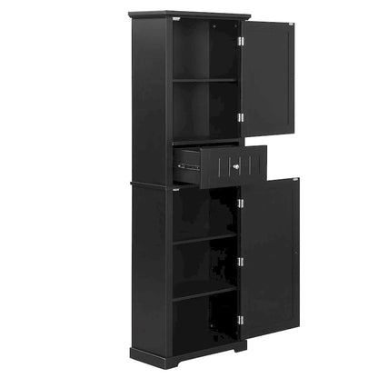 Freestanding Storage Cabinet with Drawer and Adjustable Shelf