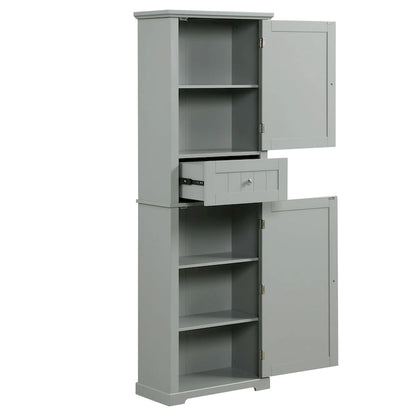 Freestanding Storage Cabinet with Drawer and Adjustable Shelf
