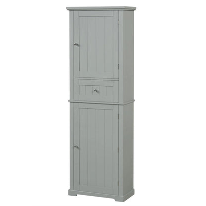 Freestanding Storage Cabinet with Drawer and Adjustable Shelf