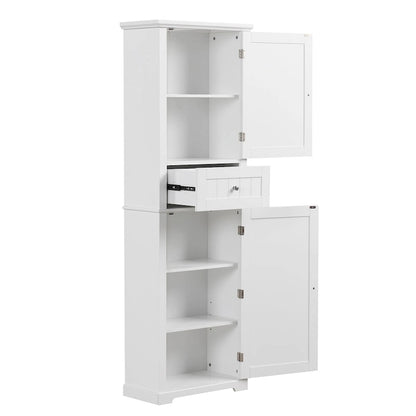 Freestanding Storage Cabinet with Drawer and Adjustable Shelf