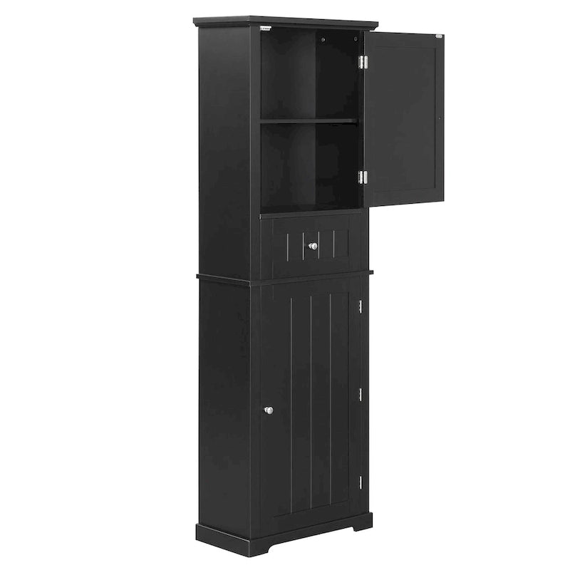 Freestanding Storage Cabinet with Drawer and Adjustable Shelf