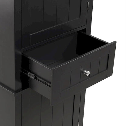 Freestanding Storage Cabinet with Drawer and Adjustable Shelf