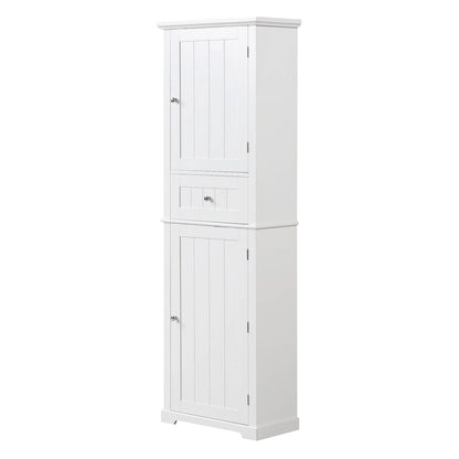 Freestanding Storage Cabinet with Drawer and Adjustable Shelf