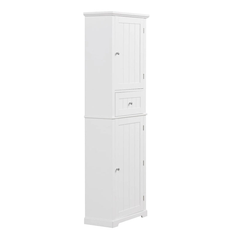 Freestanding Storage Cabinet with Drawer and Adjustable Shelf