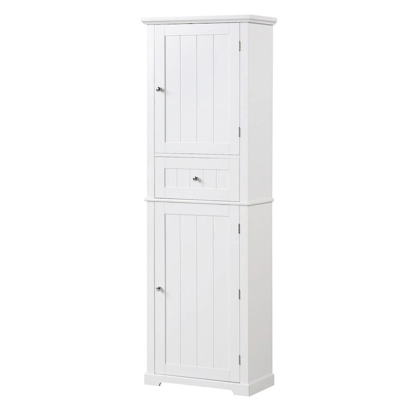 Freestanding Storage Cabinet with Drawer and Adjustable Shelf