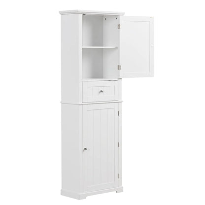 Freestanding Storage Cabinet with Drawer and Adjustable Shelf