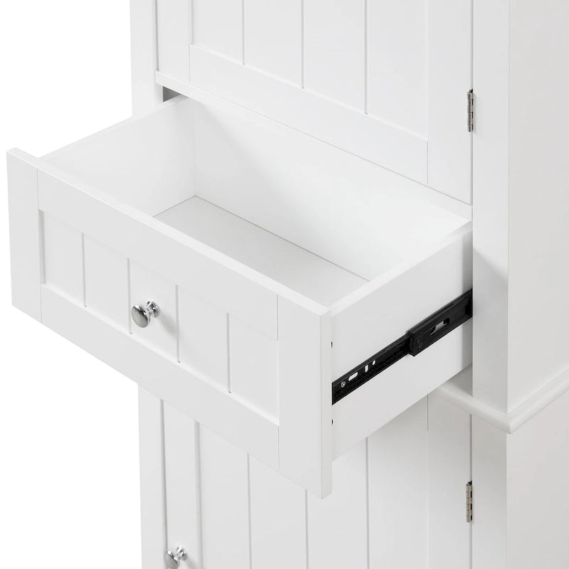 Freestanding Storage Cabinet with Drawer and Adjustable Shelf