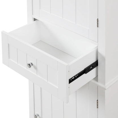 Freestanding Storage Cabinet with Drawer and Adjustable Shelf