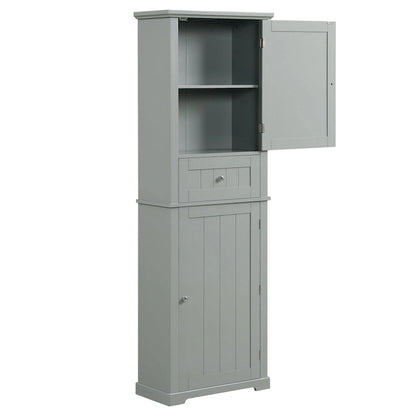 Freestanding Storage Cabinet with Drawer and Adjustable Shelf