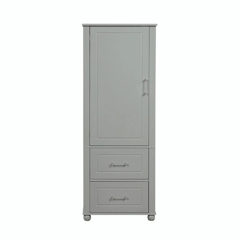 Tall Freestanding Bathroom Storage Cabinet with Two Drawers and Adjustable Shelf