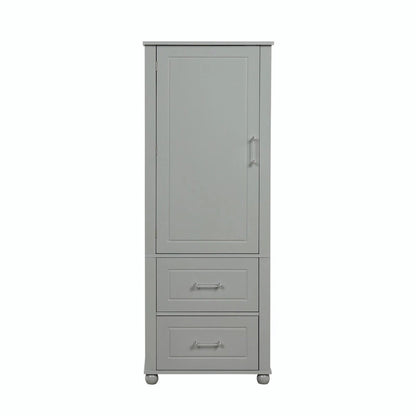 Tall Freestanding Bathroom Storage Cabinet with Two Drawers and Adjustable Shelf