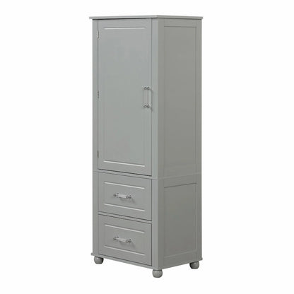 Tall Freestanding Bathroom Storage Cabinet with Two Drawers and Adjustable Shelf