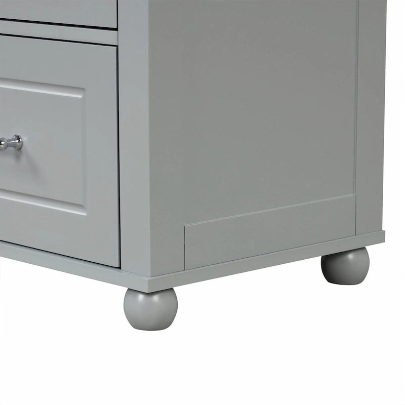 Tall Freestanding Bathroom Storage Cabinet with Two Drawers and Adjustable Shelf